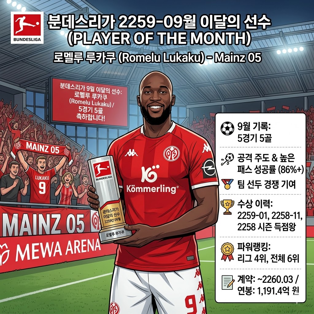 [분데스리가] 루카쿠, 9월도 지배! ';이달의 선수';